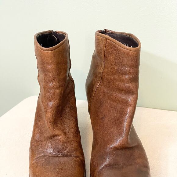 Stuart Weitzman Boots Women 9M Brown Leather Wedge Clog Almond Toe Ankle SPAIN - Picture 11 of 14